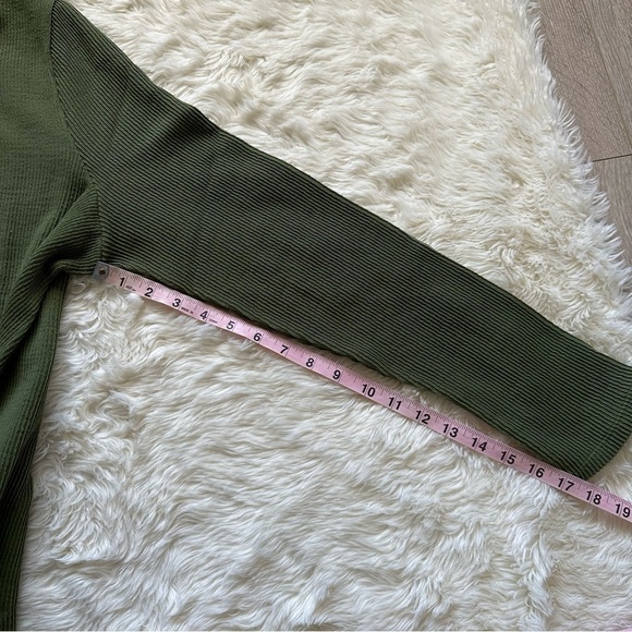 Madewell Top Elwood Knot Front Long Sleeve Jacquard Palm Tree Green XXL NWOT - Picture 13 of 13